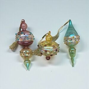 3 WATERFORD MARQUIS PASTEL GEM‎ CHRISTMAS ORNAMENTS No Box